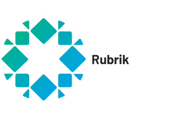 Logo of the backup software "Rubrik" that is compatible with BACKUP EAGLE® for Backup Reporting.